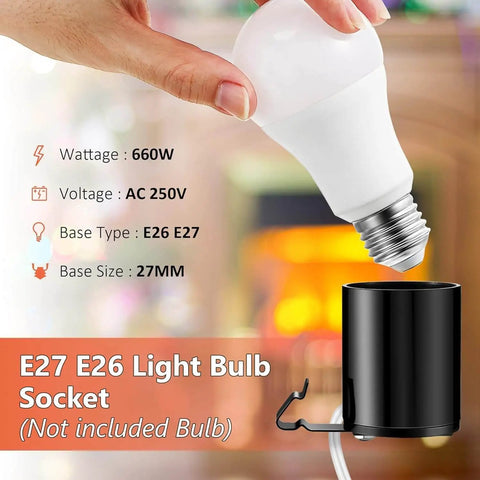 Image showing Blow Mold Light Kit Replacement For Indoor Outdoor Use E27 E26 Single Light Cord With Switch Fuse Plug The Go To Setup
