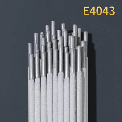Close-up of E4043 Aluminum Welding Rods 1 lb 1/8 in by 14 in AWS A5.3 Class E4043 for Aluminum Alloy Repair against dark background.