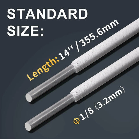 E4043 Aluminum Welding Rods 1 lb 1/8 in by 14 in AWS A5.3 Class E4043 for Aluminum Alloy Repair with dimensions shown