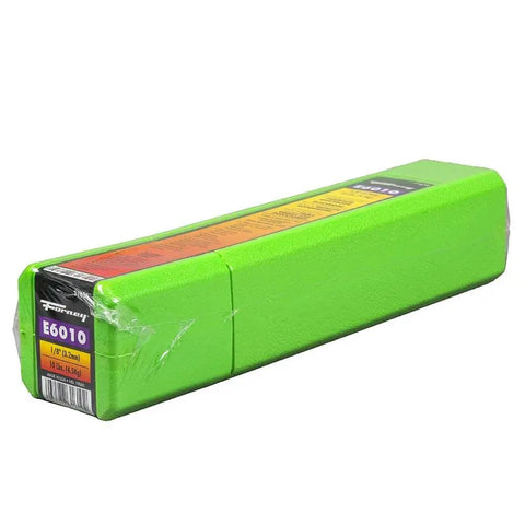 Green box of All Position E6010 Welding Rod For Deep Penetration On Dirty Rusty Painted Metal, 1/8 Inch, 10 Pound Pack