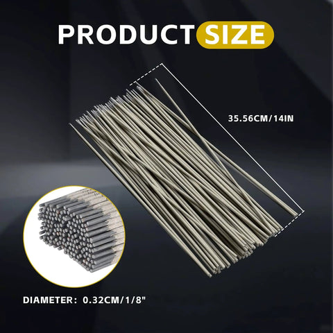 E6011 1/8 Inch Arc Welding Rod, 60 Lb Total in a 6 Pack, 10 Lb Each, shown in 14-inch length and 1/8-inch diameter