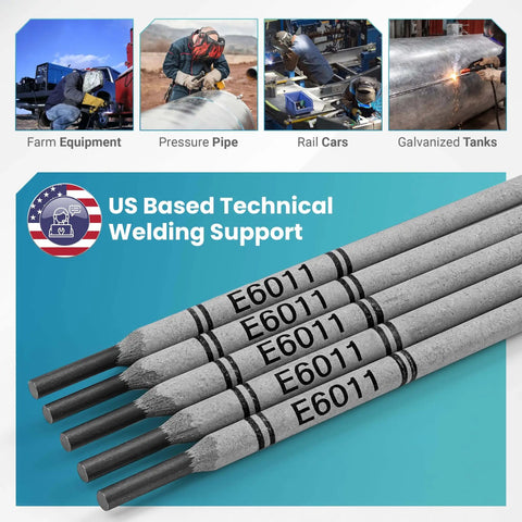 Pro Grade E6011 Welding Rod For Carbon Steel All Position SMAW Deep Penetration Arc One Eighth Inch 5 Lb Pack