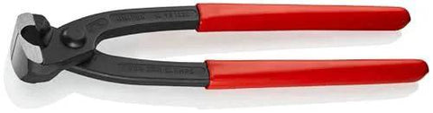 Knipex Tools Eight Point Seven Five Inch Ear Clamp Pliers 1 Ear 2 Ear Clamp Tool 1098i220 with red handles, black slim head.