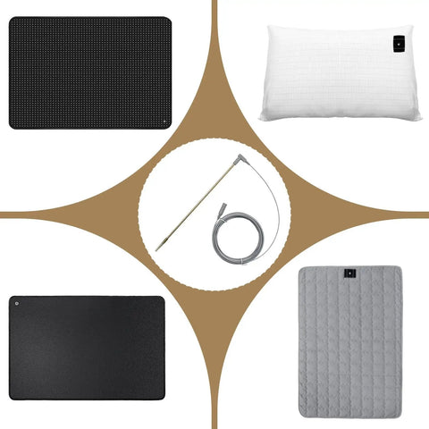 Grounding Rod With 40ft Wire Connects Your Body To The Earth Great For Earthing Sheets Mats Pillowcases And Pads, shown with accessories