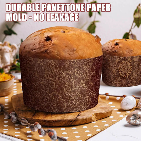 48 Pack Easter Panettone Paper Molds 15 Oz Nonstick Brown Round Paska Kulich Baking Molds Pans for Easter Bread