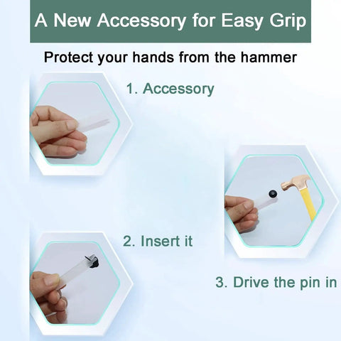 Steps for using 30 Pack Double Headed Push Pins Picture Hangers And Wall Hooks For Drywall And Cork Board, gripping and inserting pins.