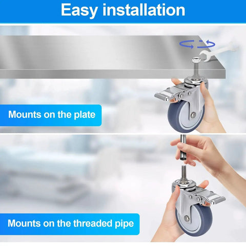 4 Inch Stainless Steel Caster Wheel With Brake Heavy Duty Non Marking Polyurethane PU Wheel Rust Resistant installation guide