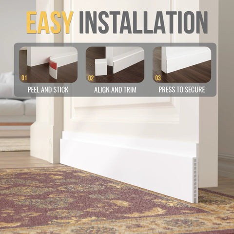 Door draft stopper, white, 3 in W x 39 in L, peel-and-stick under-door seal for interior and exterior doors, Amazon