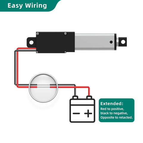 Amazon BISS mini linear actuator, 125mm stroke, 12V, 28lb force, mounting brackets, side view