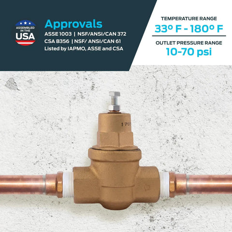 Performance Driven Three Quarters Inch EB75 FPT To FPT Pressure Regulator Valve With 45 PSI Setting, Durable Brass Construction