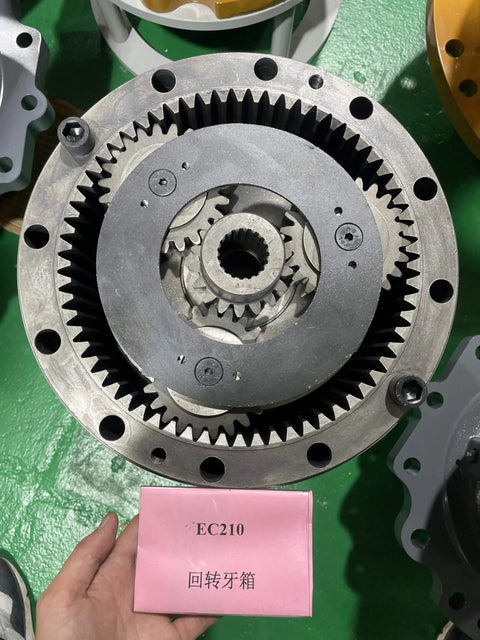Top view of Beefed Up Heavy Duty Planetary Swing Drive for Excavators with High Torque and Low Backlash, EC210 compatibly labeled.