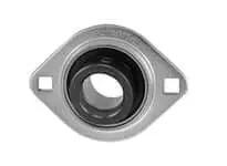 Front view of 1-7/16 in eccentric collar flange unit single 2-bolt pressed steel housing for shaft locking and support sealed ball bearing