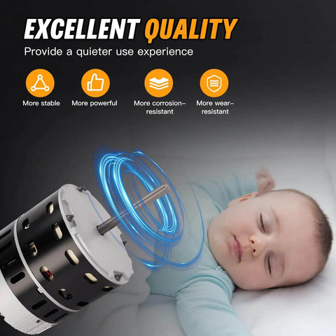 1/2 HP ECM X13 Furnace Blower Motor 6205E 208/230V 3.8A 1050RPM Replacement For American Standard, Trane, Carrier And ICP Systems, Constant Torque Motor, Reliable Performance, One Year Quality Assurance Kozlira next to sleeping baby for quiet use.