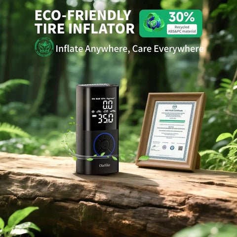 Eco-friendly Portable Cordless Tire Inflator With Dual Hose System, 160 PSI Auto Air Pump for Cars with LED light and digital gauge