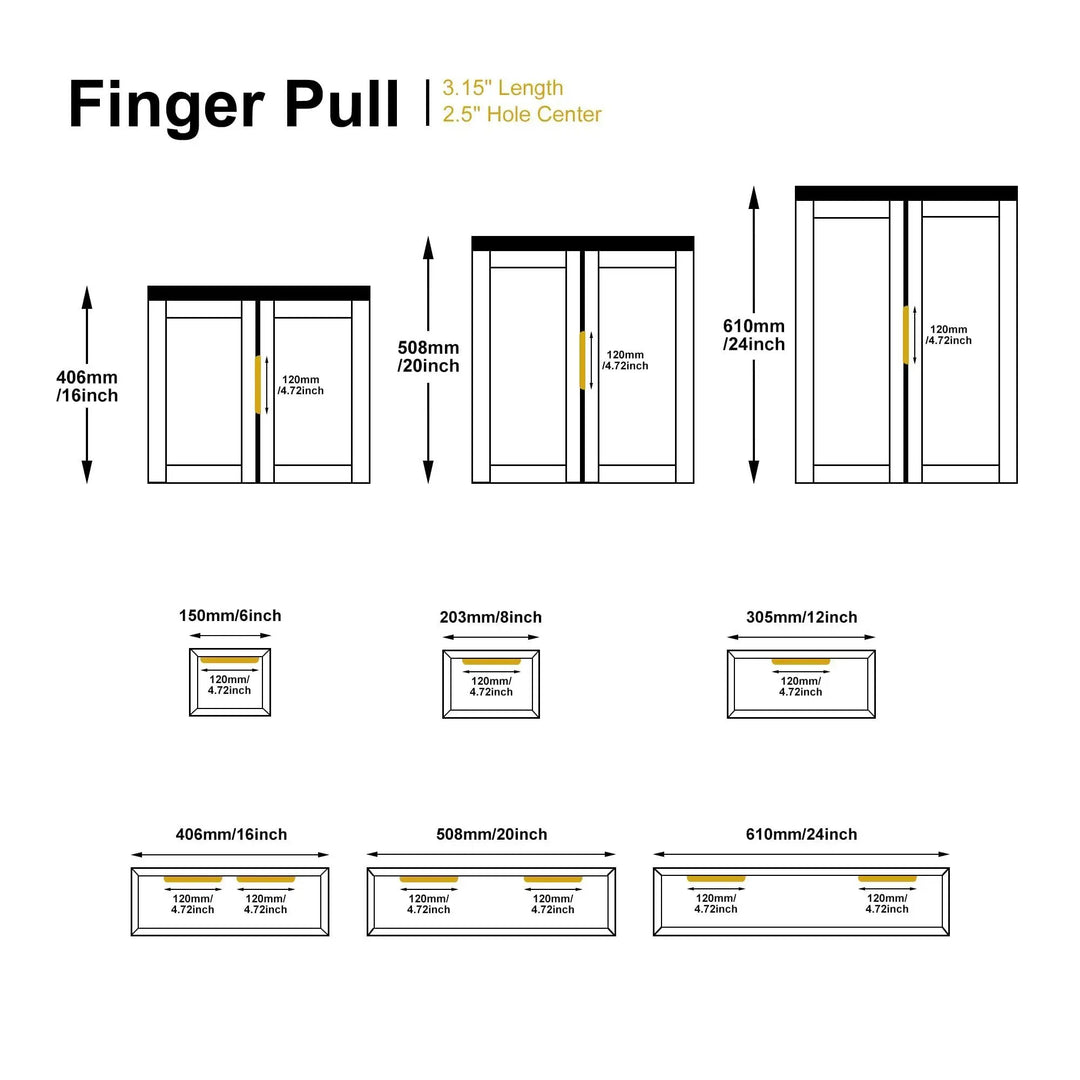 Edge Finger Tab Cabinet Pulls Back Mount Aluminum Flat...
