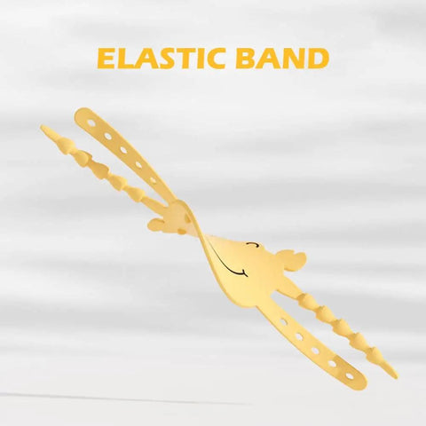 Yellow silicone band for door silencers, shown from side. Door Silencers For Slamming Three Pack Silicone Latch Covers with 5 level clip.