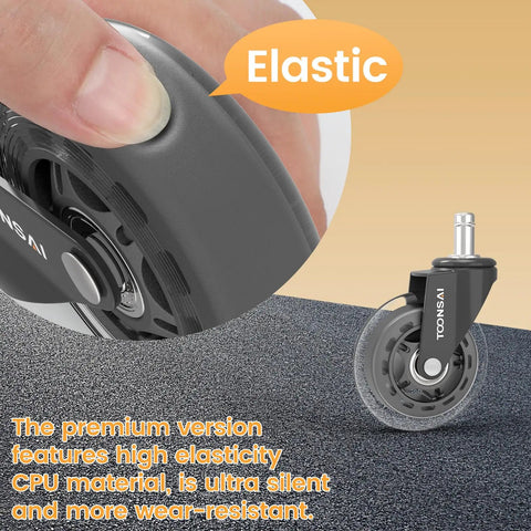 Close-up of a 3 Inch Office Chair Wheels Replacement Casters featuring high elasticity and CPU material.