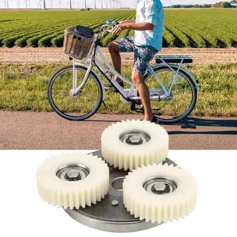 Electric Motor Gear Clutch Kit, High-Torque Planetary Gear Replacement, 36T Nylon Construction for Electric Tools in front of cyclist
