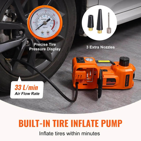 Heavy Duty 5 Ton Electric Car Jack Kit With Built In Inflatable Pump, LED Light And Electric Impact Wrench For SUVs and Trucks