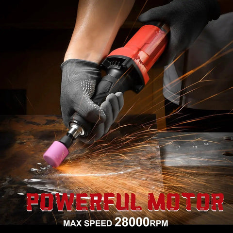 Electric Die Grinder With One Quarter Inch Collet 28000 RPM Heavy Duty Straight Grinder for metal grinding in action