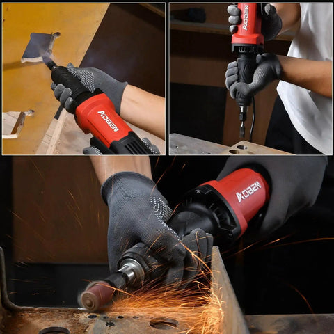 Electric Die Grinder With One Quarter Inch Collet 28000 RPM Heavy Duty Straight Grinder in use for metal grinding and deburring