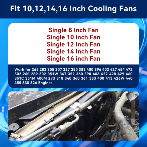 Electric Fan Relay Kit 12V 60A With Waterproof Four Pin Relay And Thermostat Control Switch installed on engine.