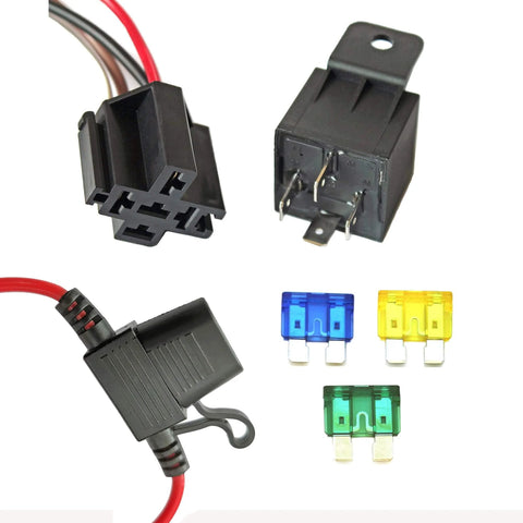 Heavy Duty Electric Fan Wiring Kit With Thermostat Relay And Temperature Sensor Switch For Radiator Cooling, 40 Amp Waterproof Relay Kit