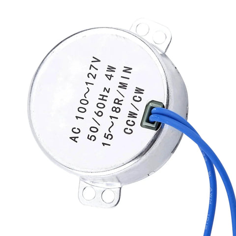 AC 100-127 V Synchronous Motor, Electric Fireplace Replacement Parts, 4W 50/60 Hz Electric Motor, CCW CW Geared Motor (15-18RPM) front view