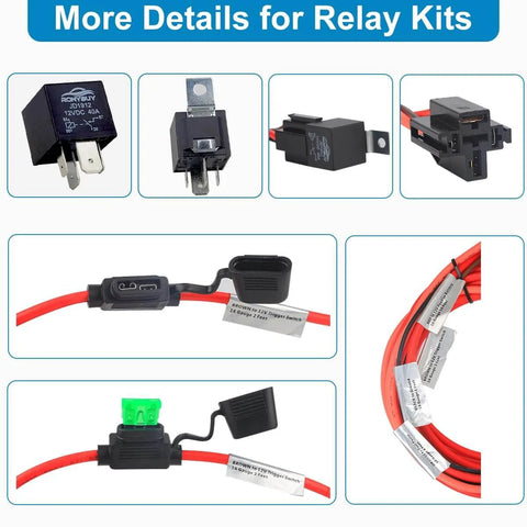 Electric Fuel Pump Relay Kit For 12V Systems With 40 Amp Waterproof Relay, Bypass Harness, Heavy Duty Long Wiring, Universal Fit