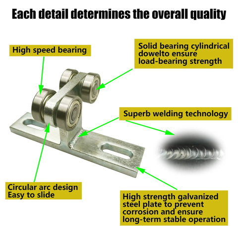 Electric Hoist Installation Roller Trolley 4 Wheel Trolley Assembly shown with high speed bearings and solid welding on steel plate.