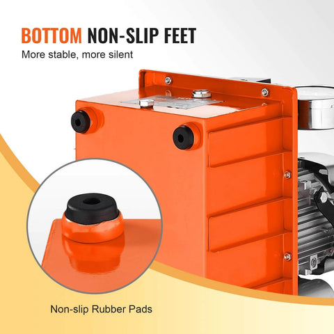 Close-up of non-slip feet on Electric Hydraulic Pump, 10000 PSI 750W 110V, with orange rubber pads for stability.