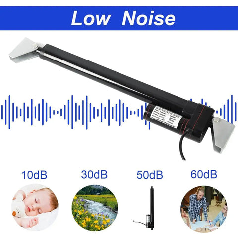 Heavy Duty 12V Electric Linear Actuator With 4 Inch Stroke And 440Lbs Capacity IP65 Waterproof with low noise feature displayed