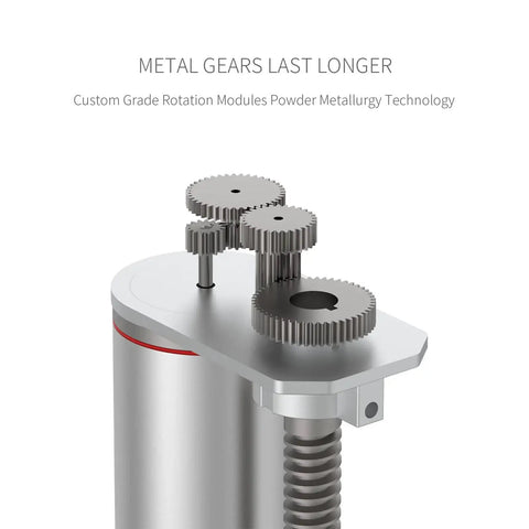 Close-up of metal gears in Electric Linear Actuator with 250mm Stroke and 9.84 Inches Travel, 220 Lbs Thrust, High Speed 0.47 In/s, 12V DC, Aluminum Alloy