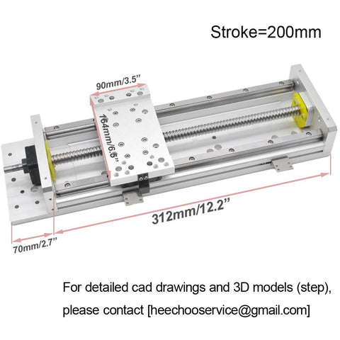 Electric linear rail guide 200mm ballscrew 1605 slide stage, 250kg load, nema23 motor base for DIY CNC Z axis