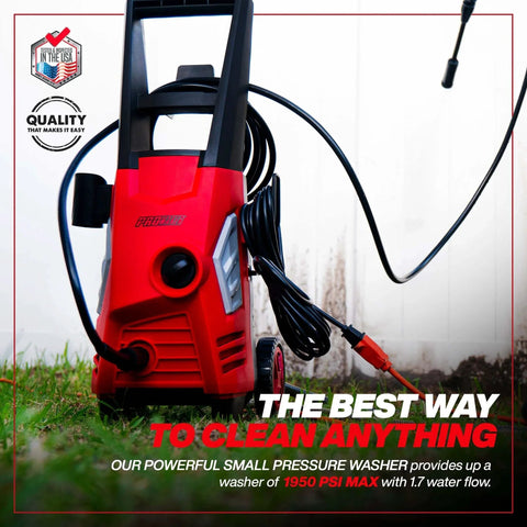 Electric Pressure Washer 1950 PSI 1.45 GPM With Adjustable Nozzle For Patios Cars Homes Driveways 12.8 Amp front view