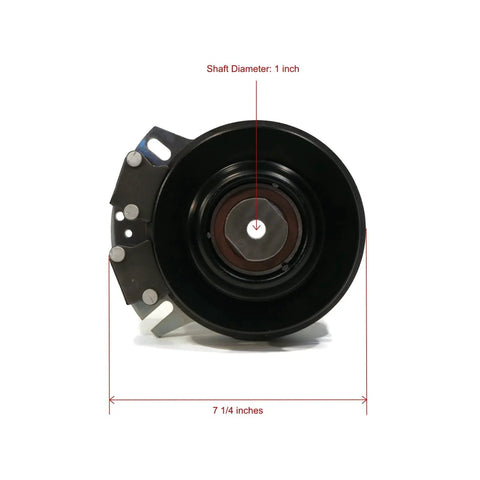 Front view of Electric PTO Clutch for 2006 Country Clipper Jazee SR100, SR105, SR200, SR300 with 1-inch shaft diameter and 7.25-inch width.