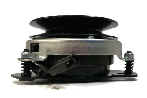 Side view of Electric PTO Clutch for Warner 5210-41, 521041, Luper 3S15004, King Cat 232201 with pulley and wire harness.