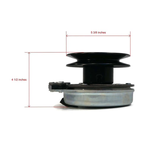 Side view of Electric PTO Clutch for Cub Cadet Series RZT42 B&S Intek, RZT42 Kohler 17AA5B4G showing measurements