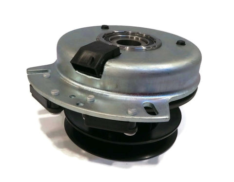 Front view of Electric PTO Clutch for Cub Cadet Series RZT42 B&S Intek, RZT42 Kohler 17AA5B4G with metal housing and pulley