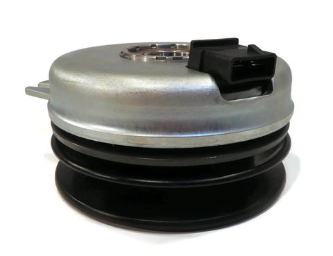 Side view of Electric PTO Clutch for 2007-2008 Dixon Speed ZTR 36, Speed ZTR 42, Speed ZTR 44 with metal casing and pulley.