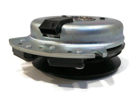 Side view of Electric PTO Clutch for Hustler 601311 fits Series ATZ, Z4, Super Z, w/XR-7 Deck showing metal housing.