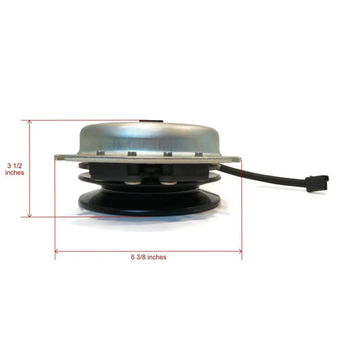 Side view of Electric PTO Clutch for Sears, Craftsman 03643100, 145028, 160889, 1686882 Mower with measurements.