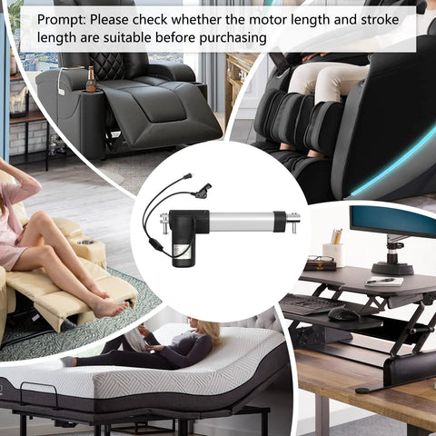 Electric recliner actuator replacement kit with DC24V motor for lift chairs