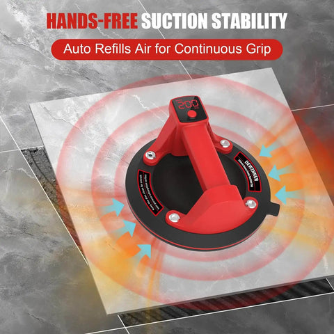 8 Inch Electric Glass Vacuum Suction Cup Lifter on tile showing suction stability