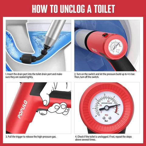 Instructions on using Cordless Electric High Pressure Toilet Plunger With Built In Air Pump For Clogs In Toilets Sinks And Drains