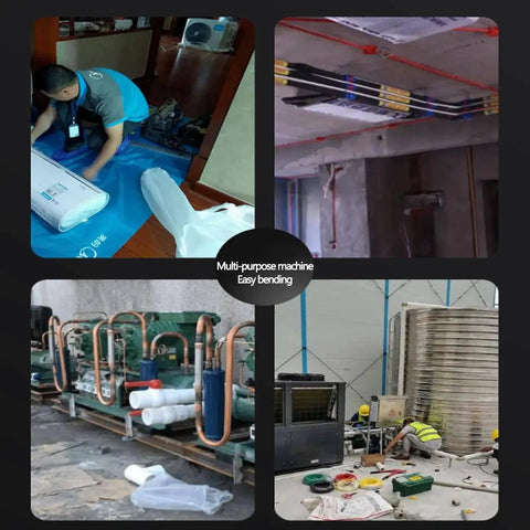 Various applications of Electric Tube Bender Kit For Soft Copper And Aluminum Tubing With 1/4 To 7/8 Inch Dies Battery Powered
