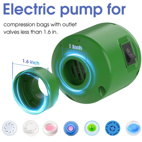 Green Portable 5000Pa Vacuum Storage Pump with 1.6-inch outlet for compression bags