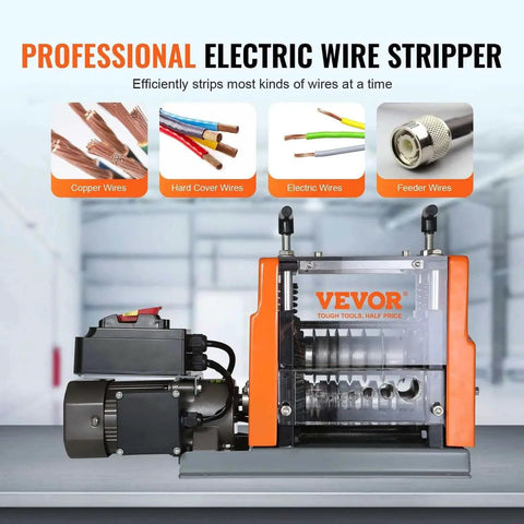 Automatic Electric Wire Stripping Machine 60W with Visible Stripping Depth Reference, showing motor and wire stripping channels