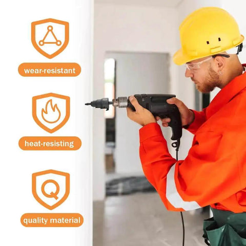 Electrician using Power Conduit Reamer Tools Kit With Hex Key Wrench, 2 Replacement Blades, And No. 2 Square Recess Bit For Half Inch Pipe