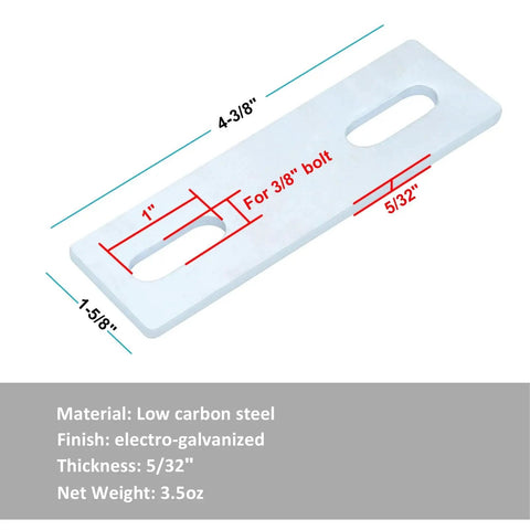 Ten pack galvanized washer plates reinforce U bolts and dock cleats with 1/8 inch thick electro-galvanized steel, detailed sizing specs